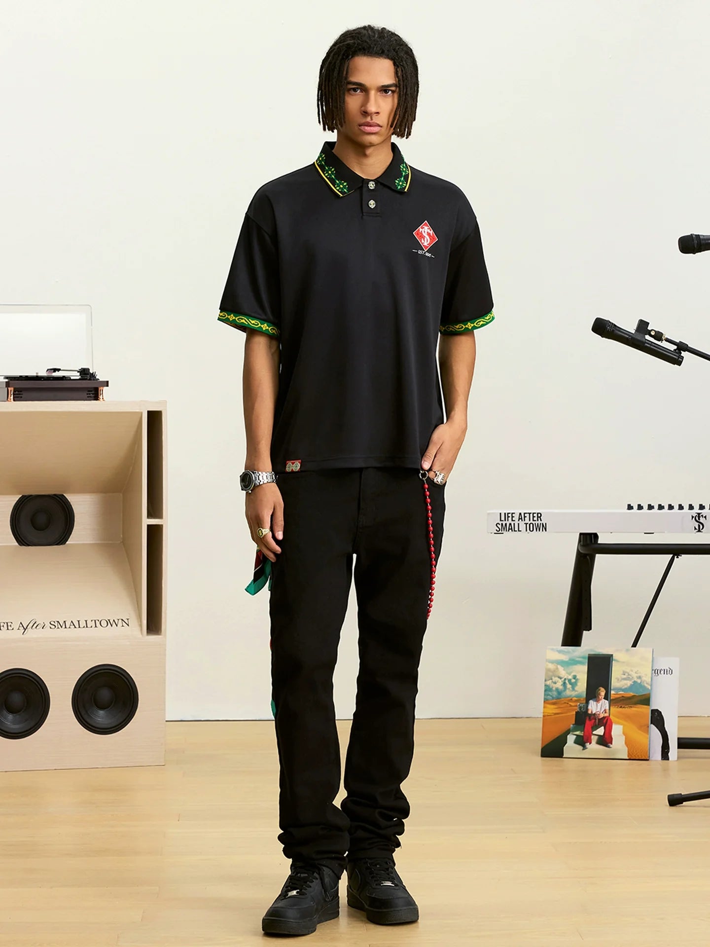 Small Town Kid Ethnic Pattern Jacquard Polo Shirt