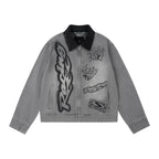 1807 Racing Graffiti Print Detroit Denim Jacket