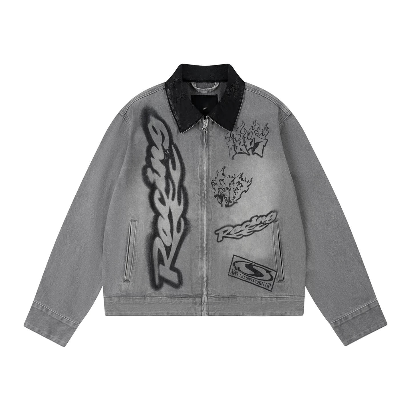 1807 Racing Graffiti Print Detroit Denim Jacket