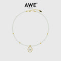 AWE Zirconia Pendant Pearl Beaded Necklace