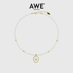 AWE Zirconia Pendant Pearl Beaded Necklace