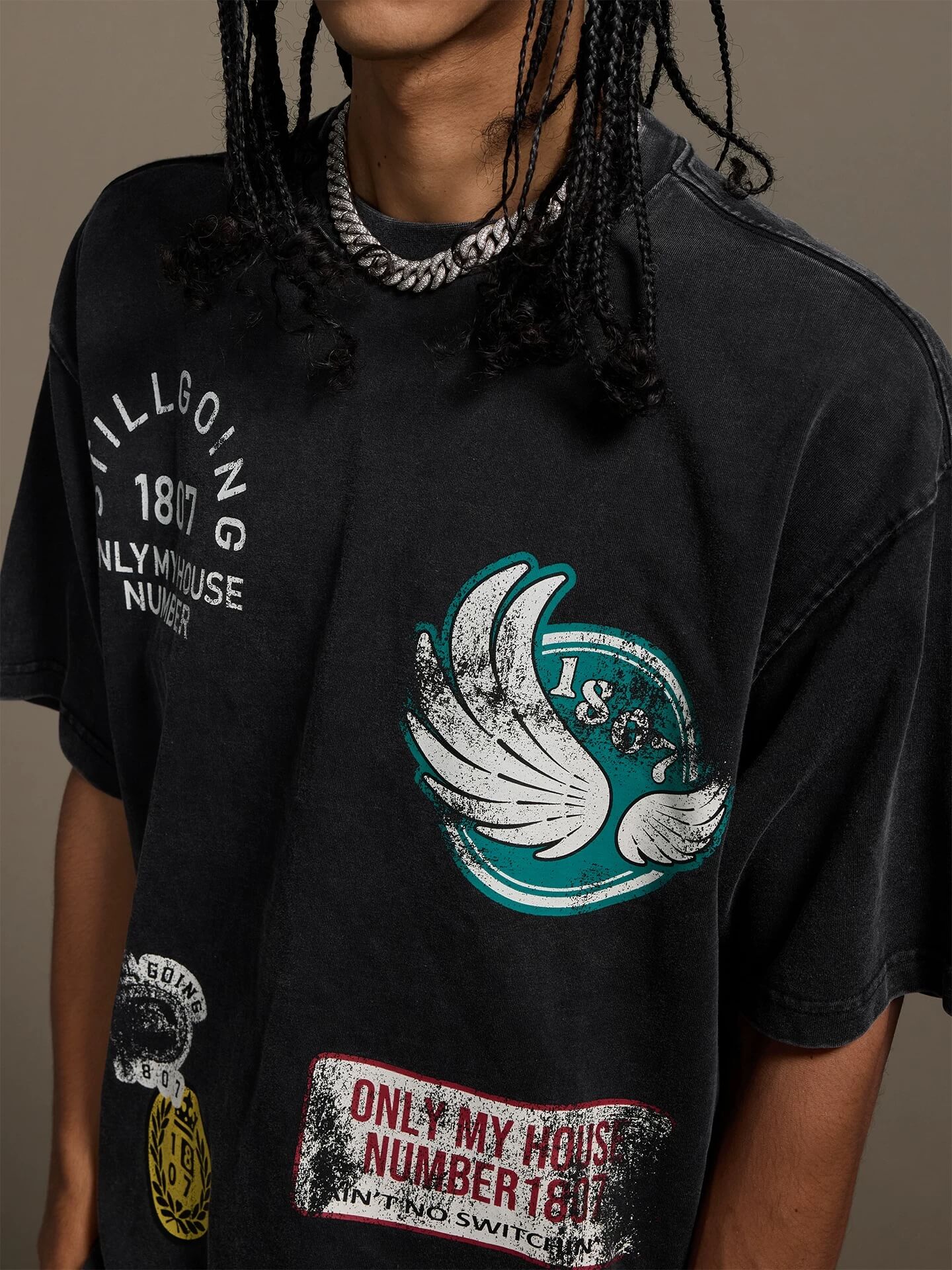 1807 Vintage Multi Print Washed Short Sleeve Tee