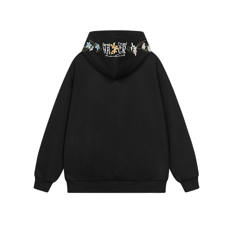 Harsh and Cruel Hood Floral Logo Embroidered Hoodie