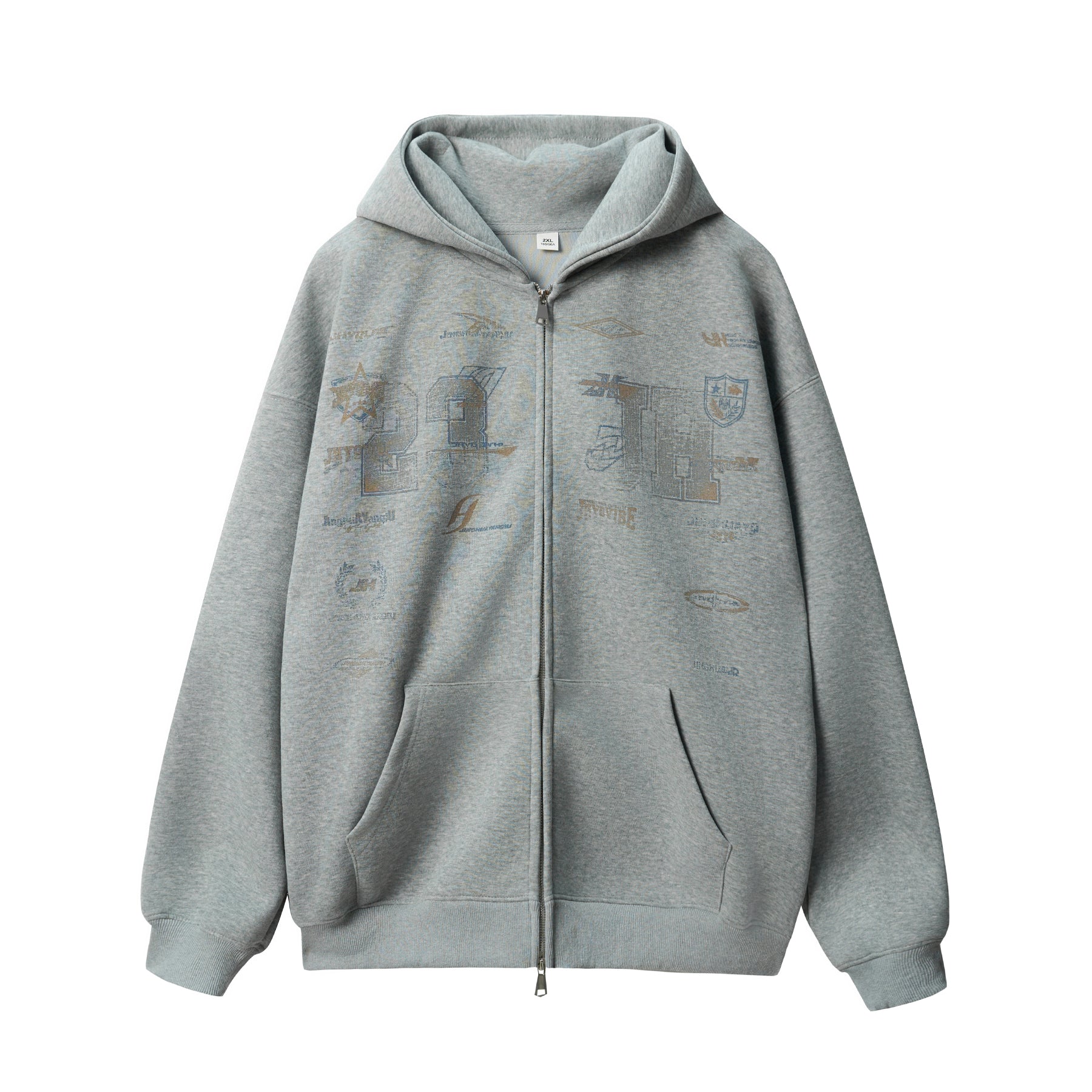 JHYQ Letter Printed Double Zip Hoodie