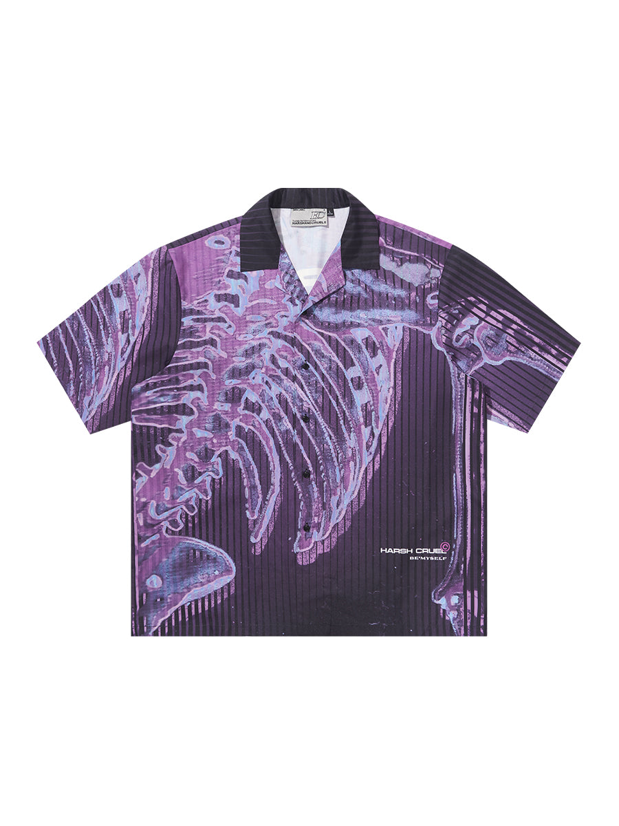 Harsh and Cruel Cyber Skeleton Full Print Cuban Shirt