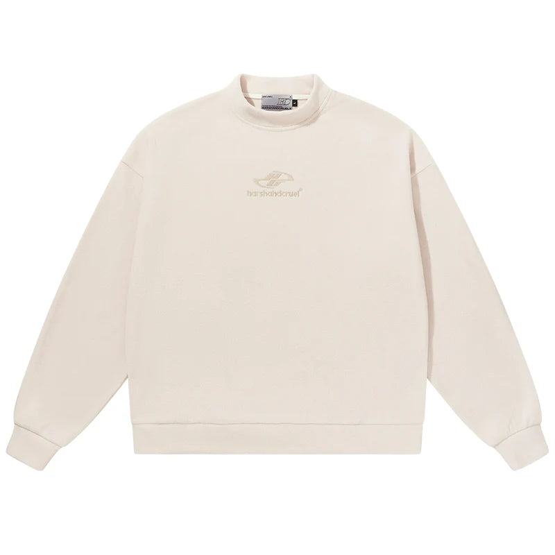 Harsh and Cruel Embroidered Logo Fleece Round Neck Sweater