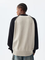 MEDM Color-Blocked Raglan Sleeve Knit Sweater