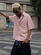 STEEPC Striped Boxy Wide Short Sleeve Shirt