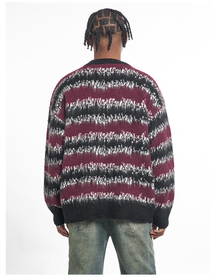 F3F Select Gradient Striped Fuzzy Knit Sweater