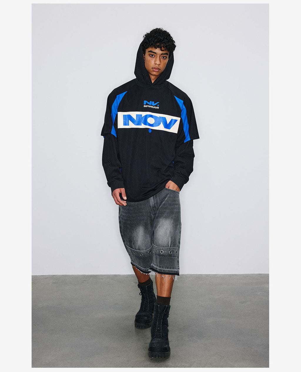 NOVACAM Soccer Jersey-Style Fake Two-Piece Hoodie