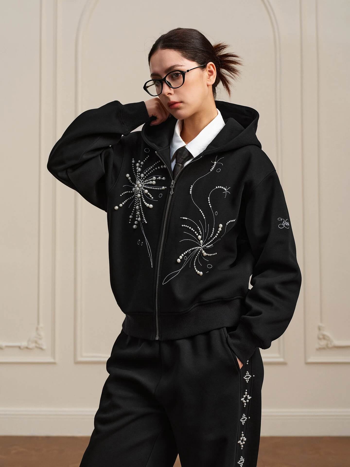 YADcrew Fireworks Pearl Zip Up Hoodie
