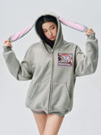 MEDM Bunny Ears Hooded Zip-Up Hoodie