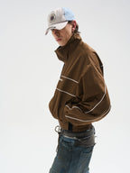BLIND NO PLAN Color Clash Short Track Jacket