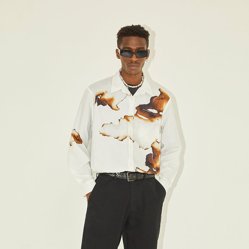 EMPTY REFERENCE Gray And White Ash Long Sleeve Shirt