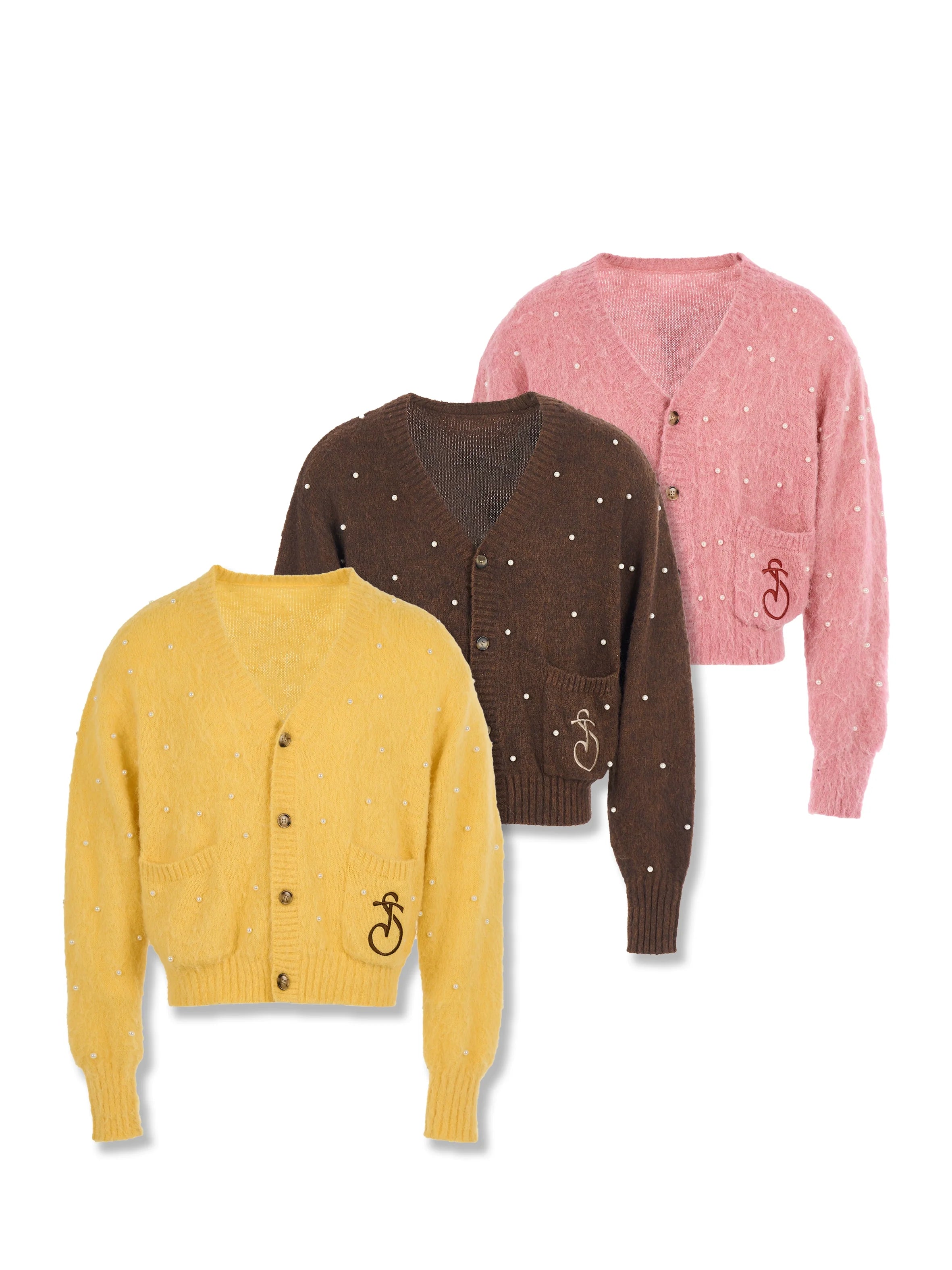 STEEPC Wool Blend Pearl Knit Cardigan