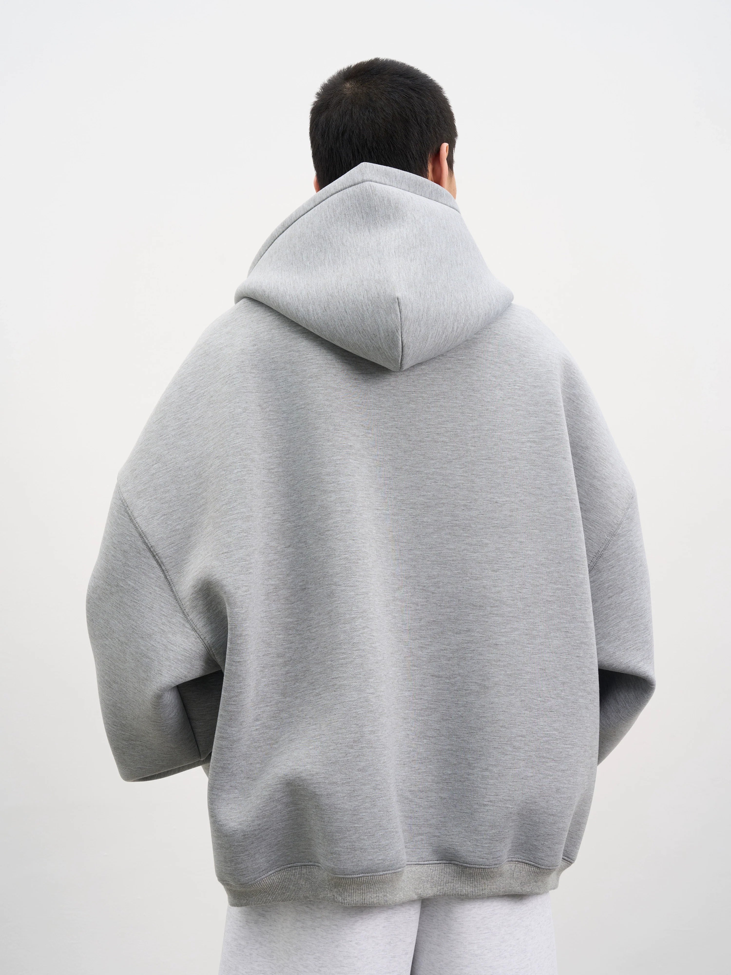 AFGK Air Layer Embroidered Oversized Zip-Up Hoodie