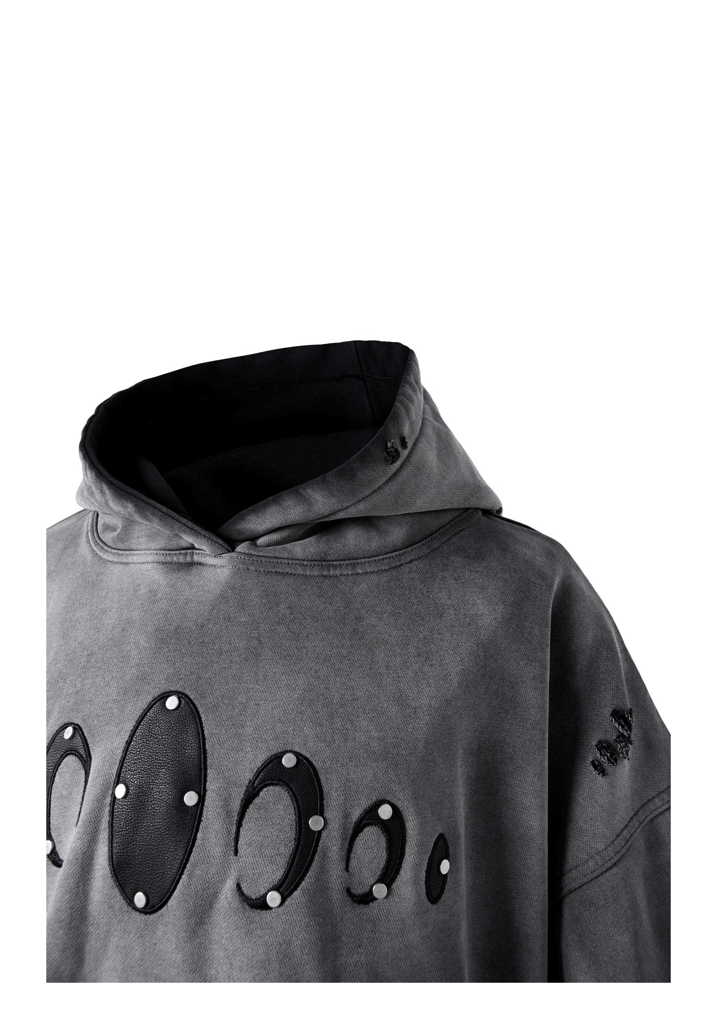 KARMANISTIC Distressed Washed Rivets Hoodie