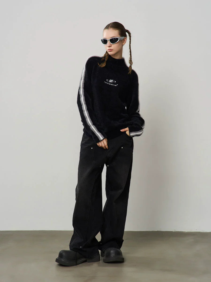 Harsh and Cruel Striped Mohair Logo Knit Sweater
