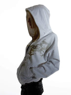 Night Lab Studded Rhinestone Zip Up Hoodie