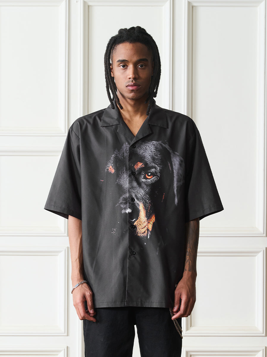 Harsh and Cruel Rottweiler Printed Cuban Shirt