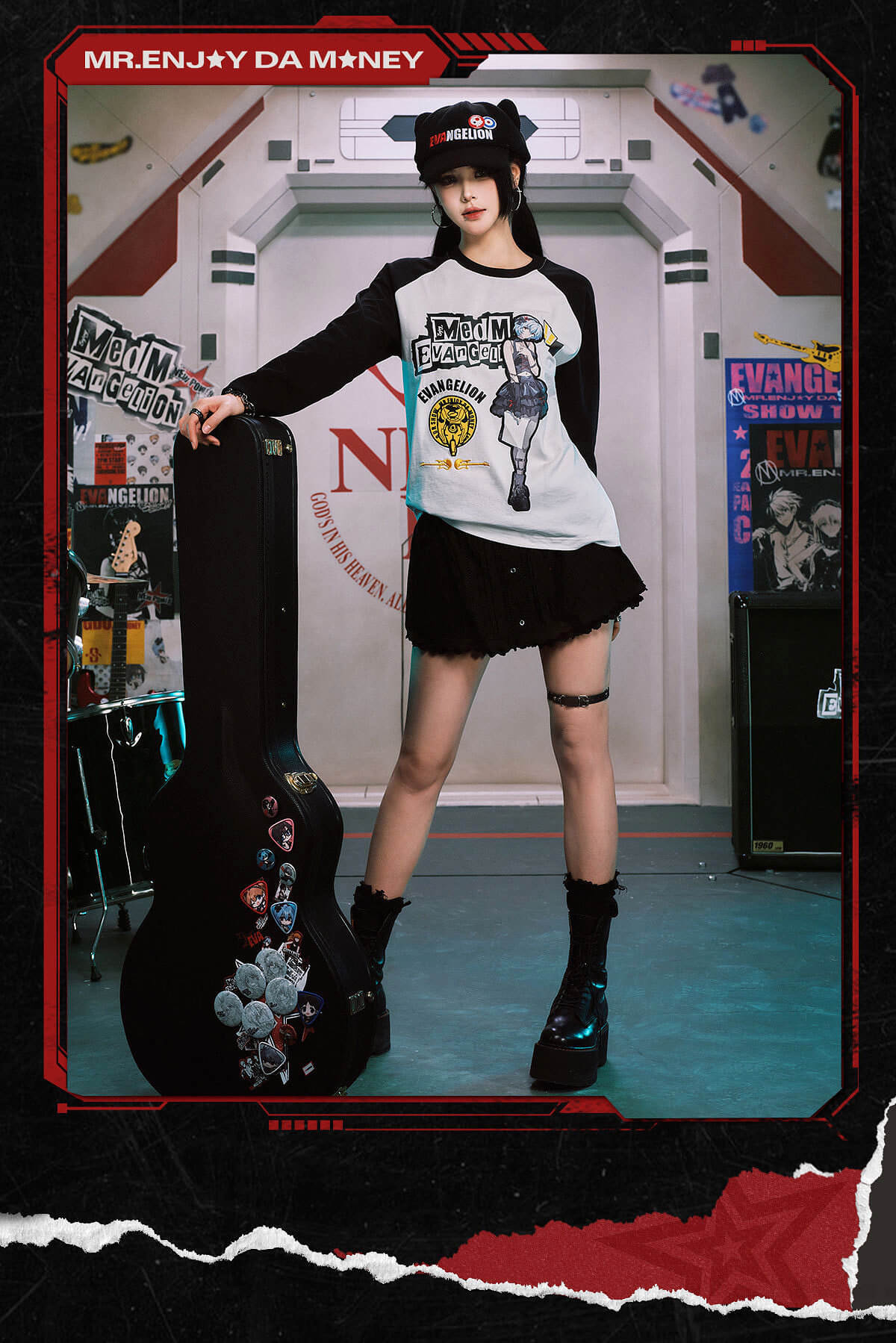 MEDM x EVA NEVER END Character Print Raglan Long Sleeve Tee