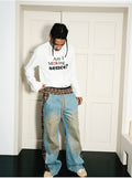 STEEPC Plaid Pattern Double Layer Jeans