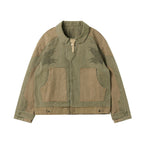 JHYQ Contrast Color Stitching Printed Canvas Work Jacket