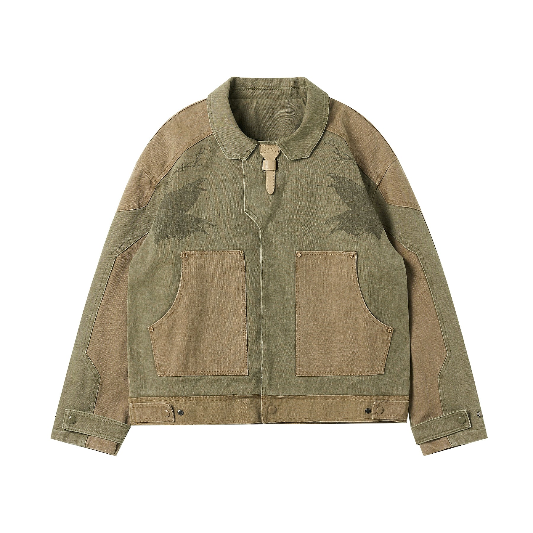 JHYQ Contrast Color Stitching Printed Canvas Work Jacket