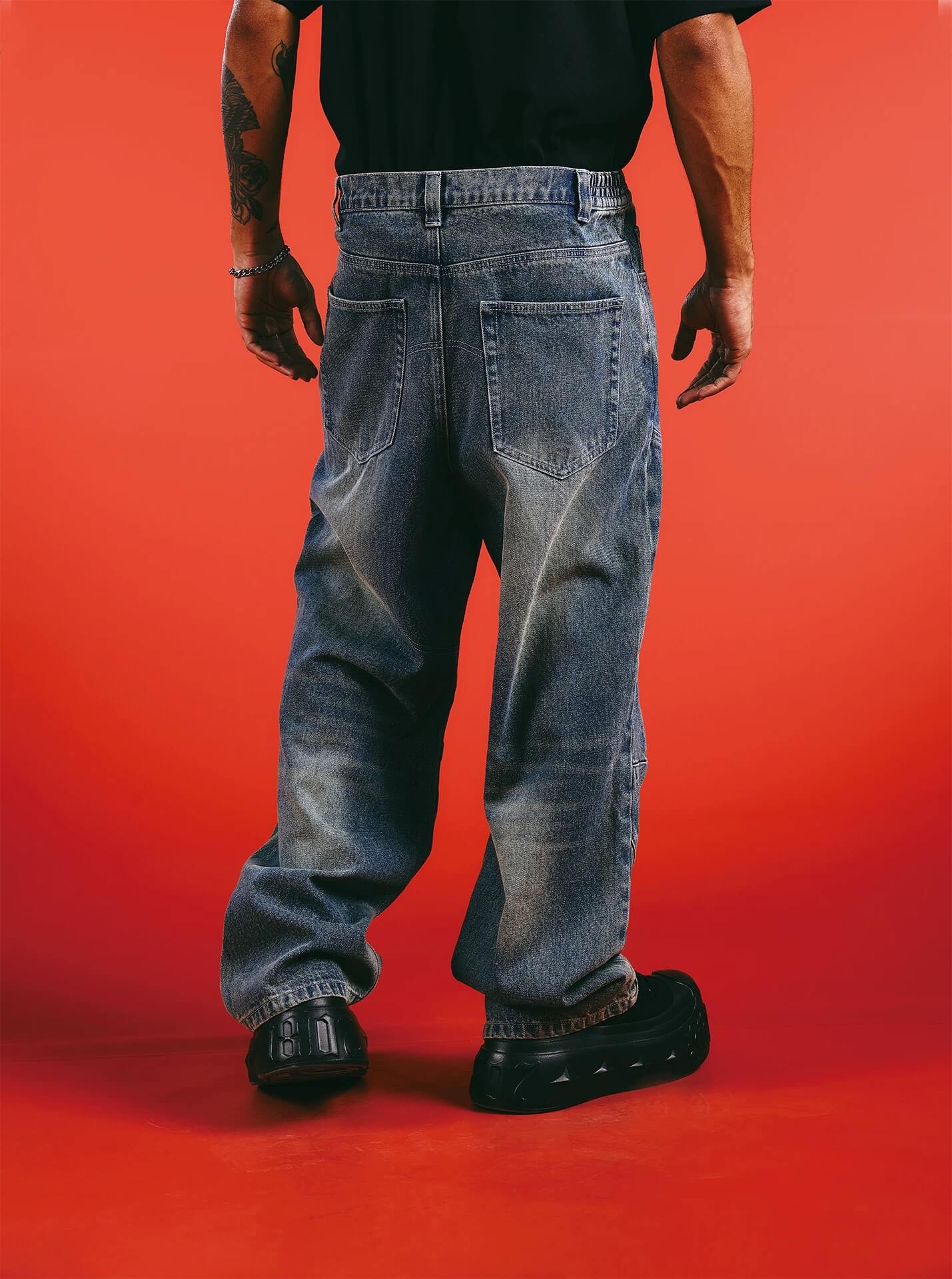 1807 Racing Structured Washed Baggy Jeans