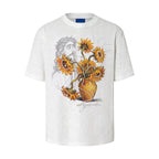 YADcrew Sunflower Jesus Print Pearl Embellished Tee