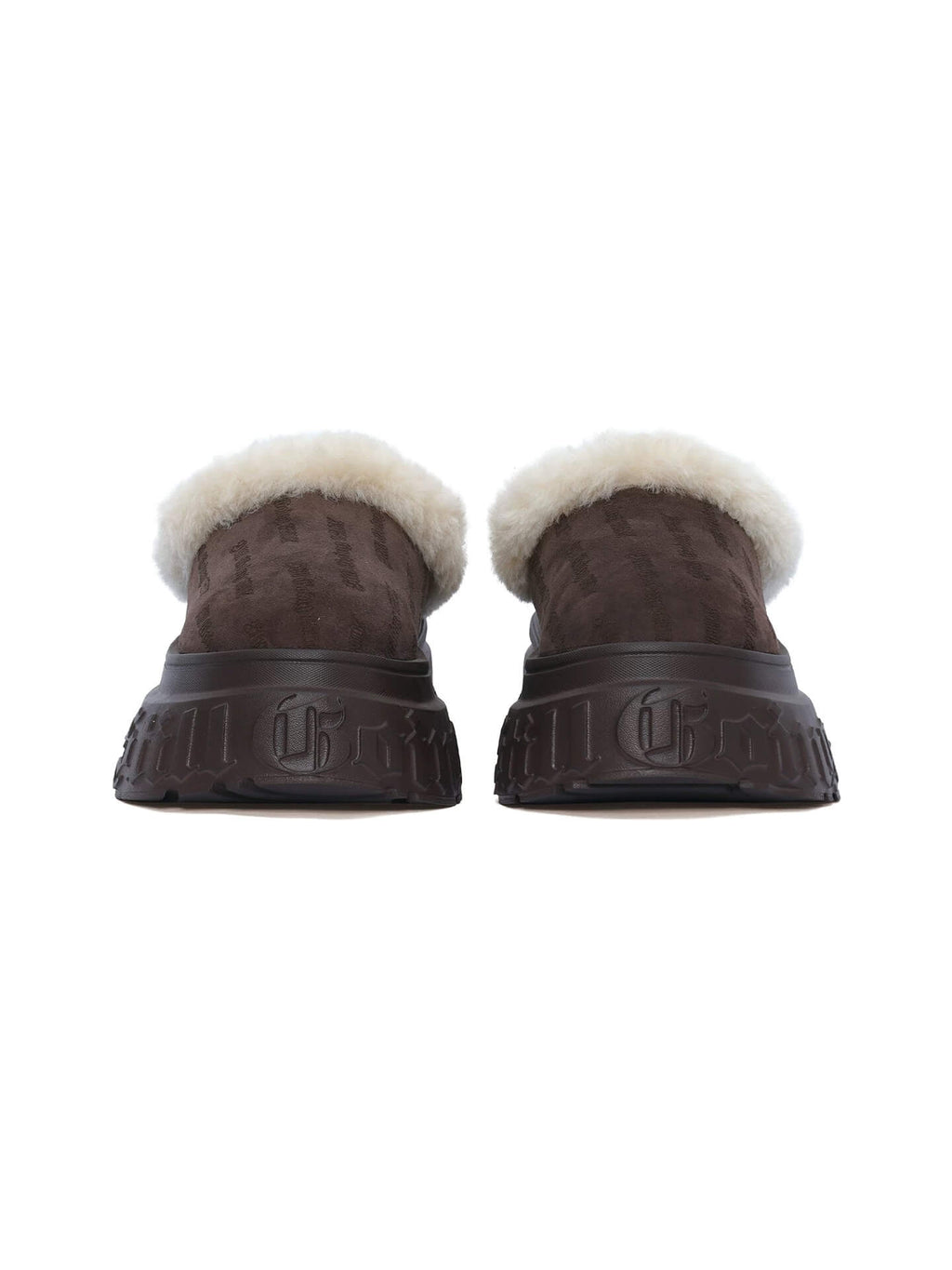 1807 INF-010 Gothic Brown Shearling Chunky Platform Clogs