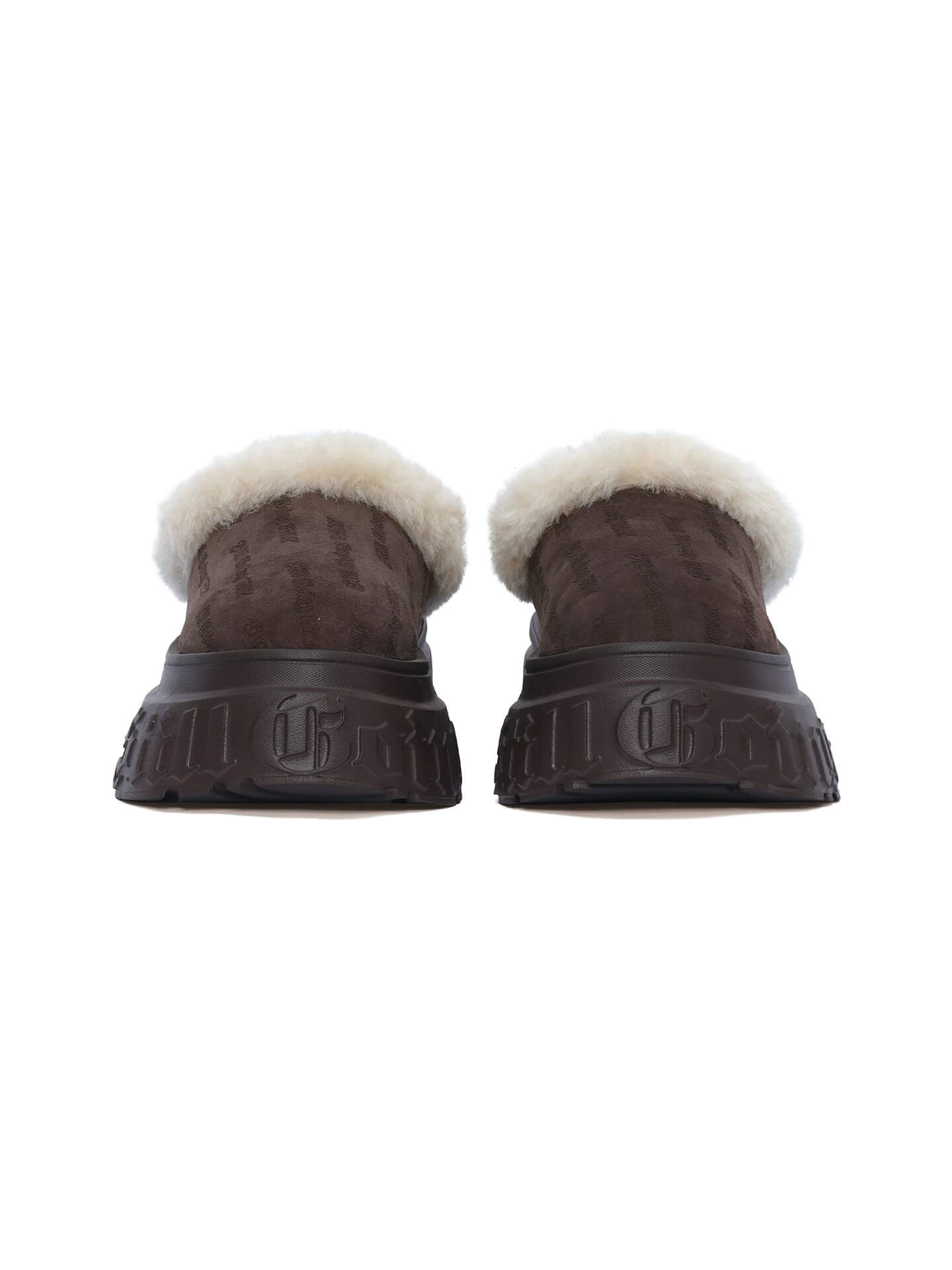 1807 INF-010 Gothic Brown Shearling Chunky Platform Clogs