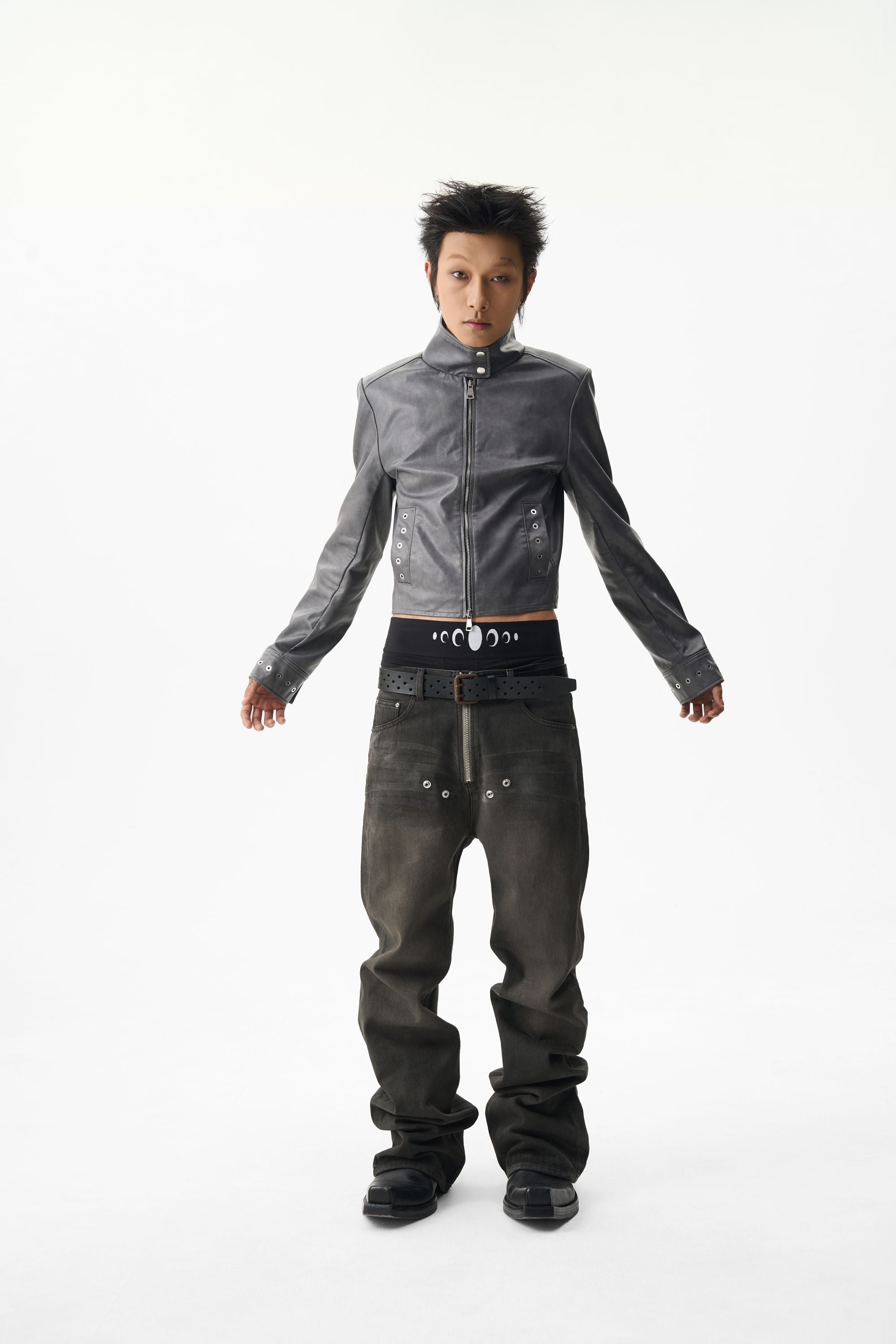 KARMANISTIC Racing Short Leather Jacket