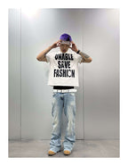 KARMANISTIC Rhinestone Slogan Print Tee