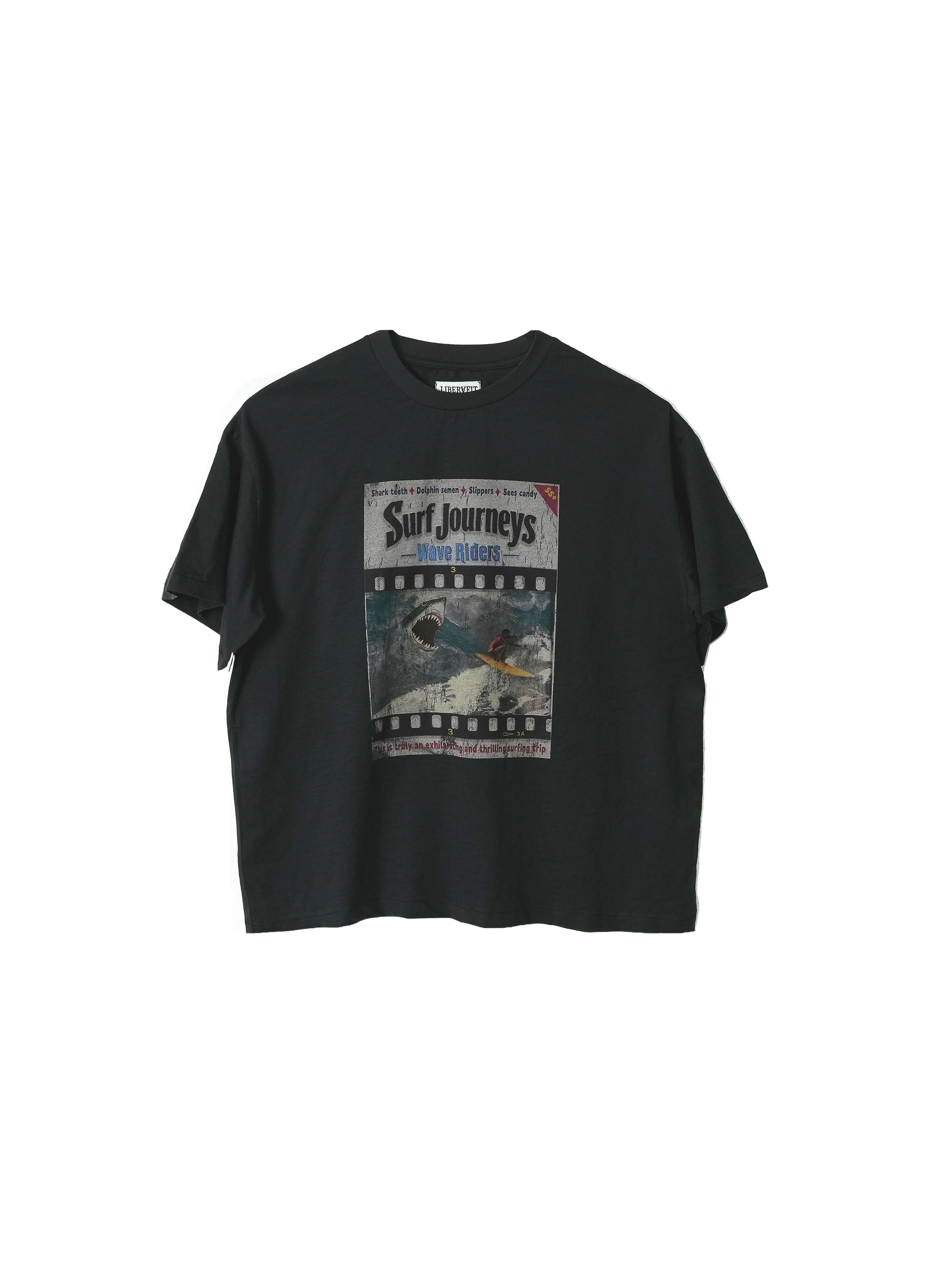 LIBERAFIT Vintage Washed Surfing Print Short Sleeve Tee