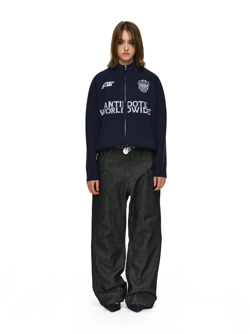 ANTIDOTE Logo Zip Knit Cardigan
