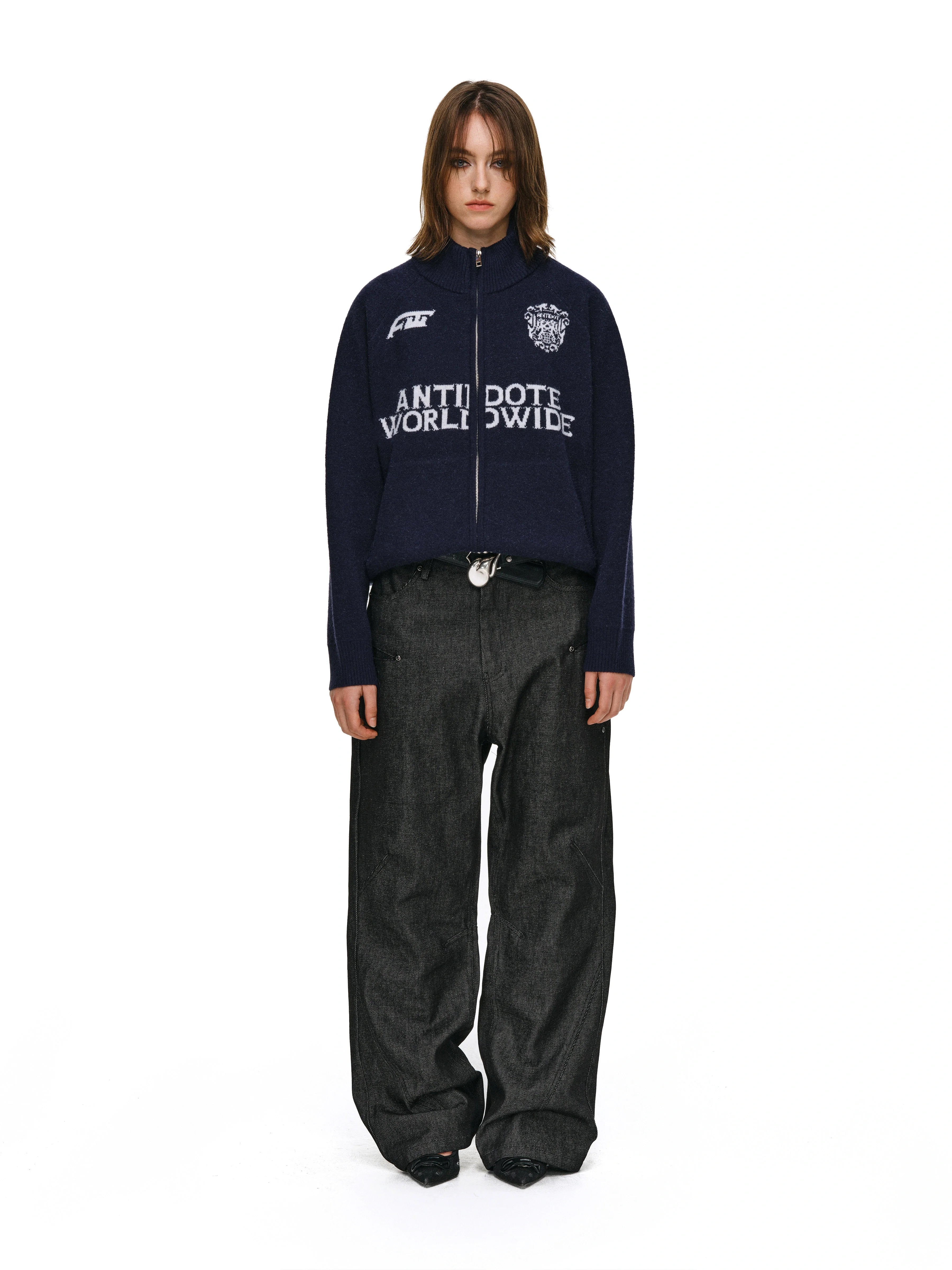ANTIDOTE Logo Zip Knit Cardigan
