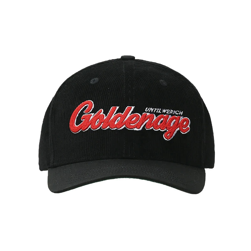UNTILWERICH 3D Embroidered Corduroy Baseball Cap