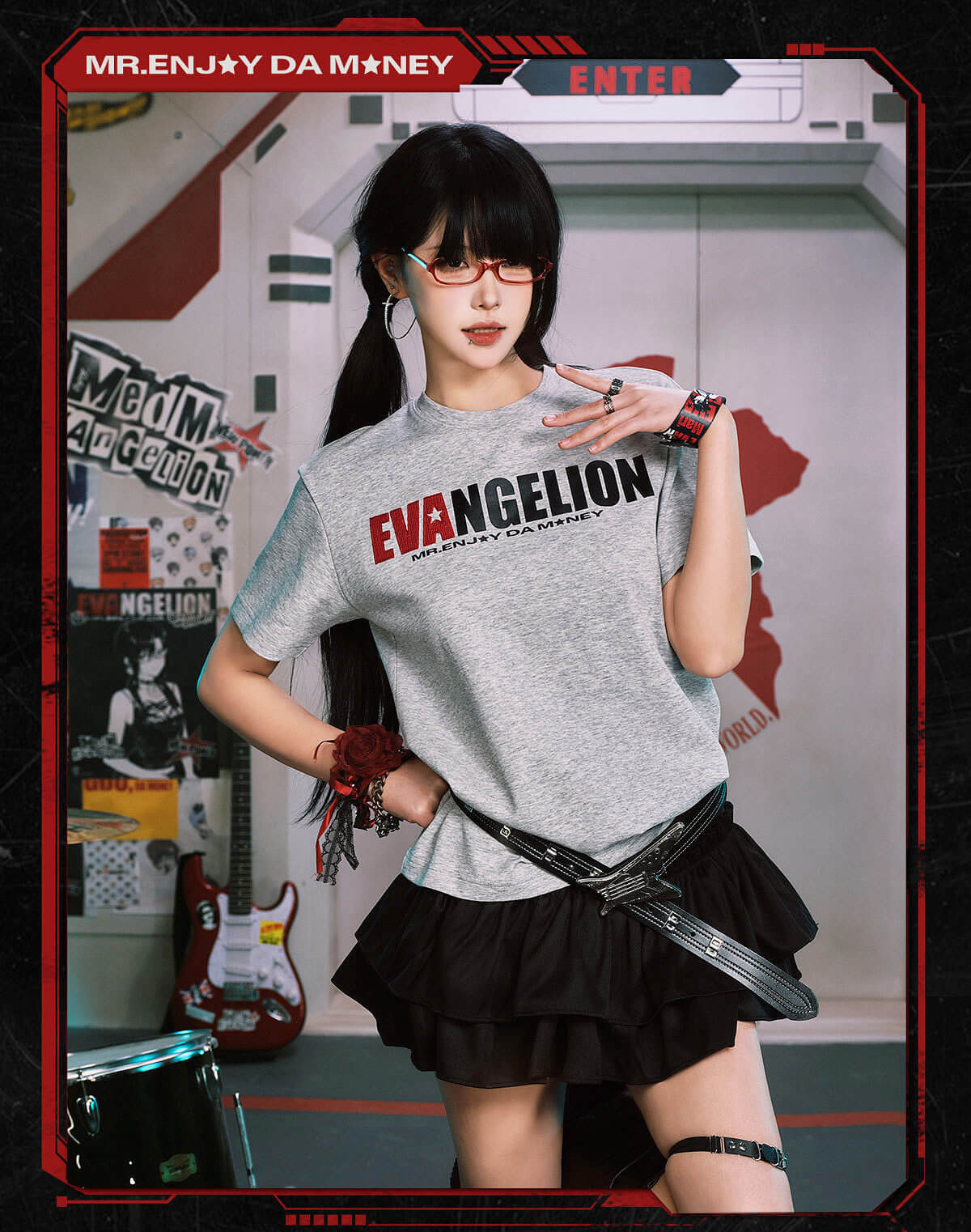 MEDM x EVA NEVER END Mixed Embroidery Print Logo Tee