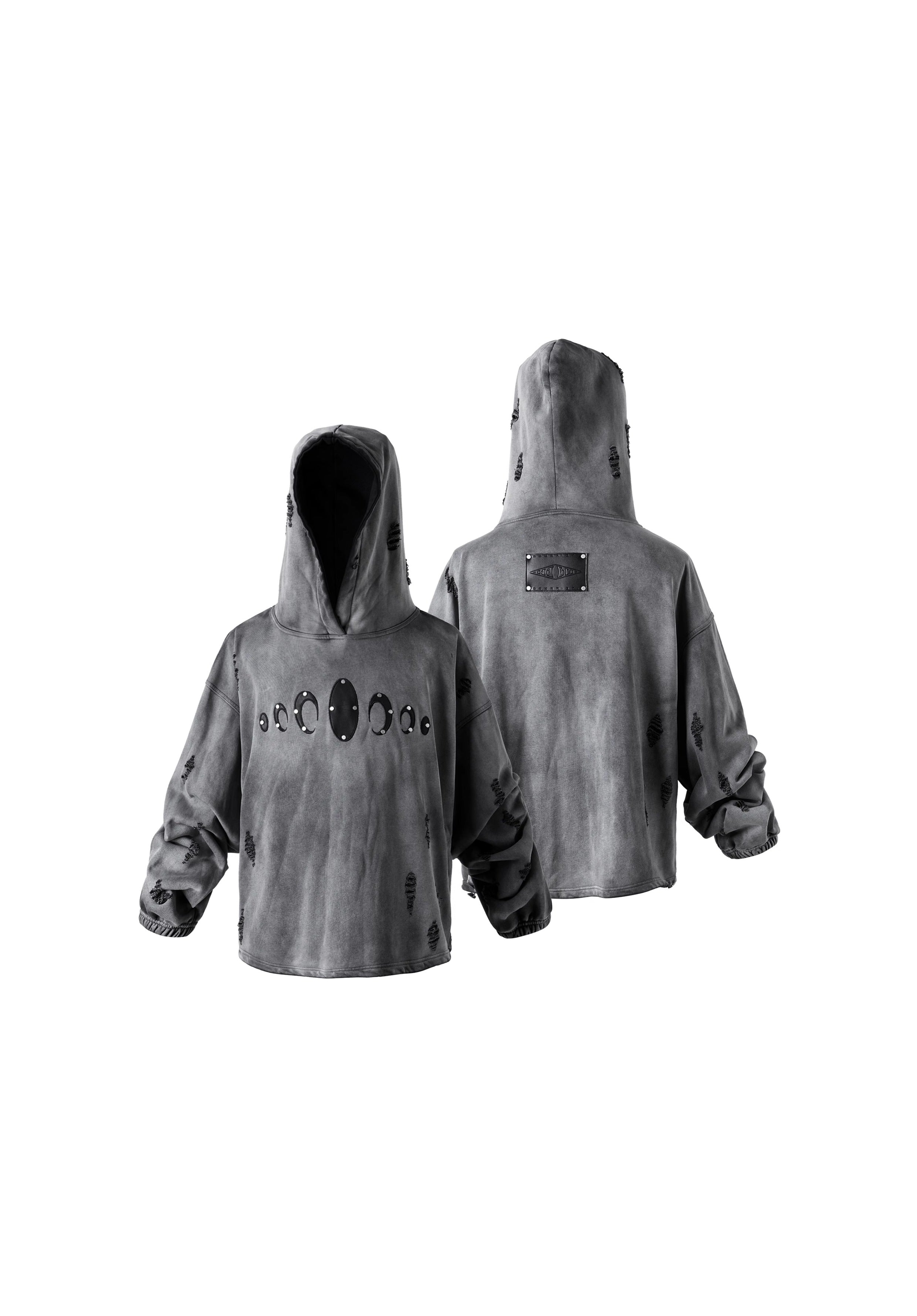 KARMANISTIC Distressed Washed Rivets Hoodie