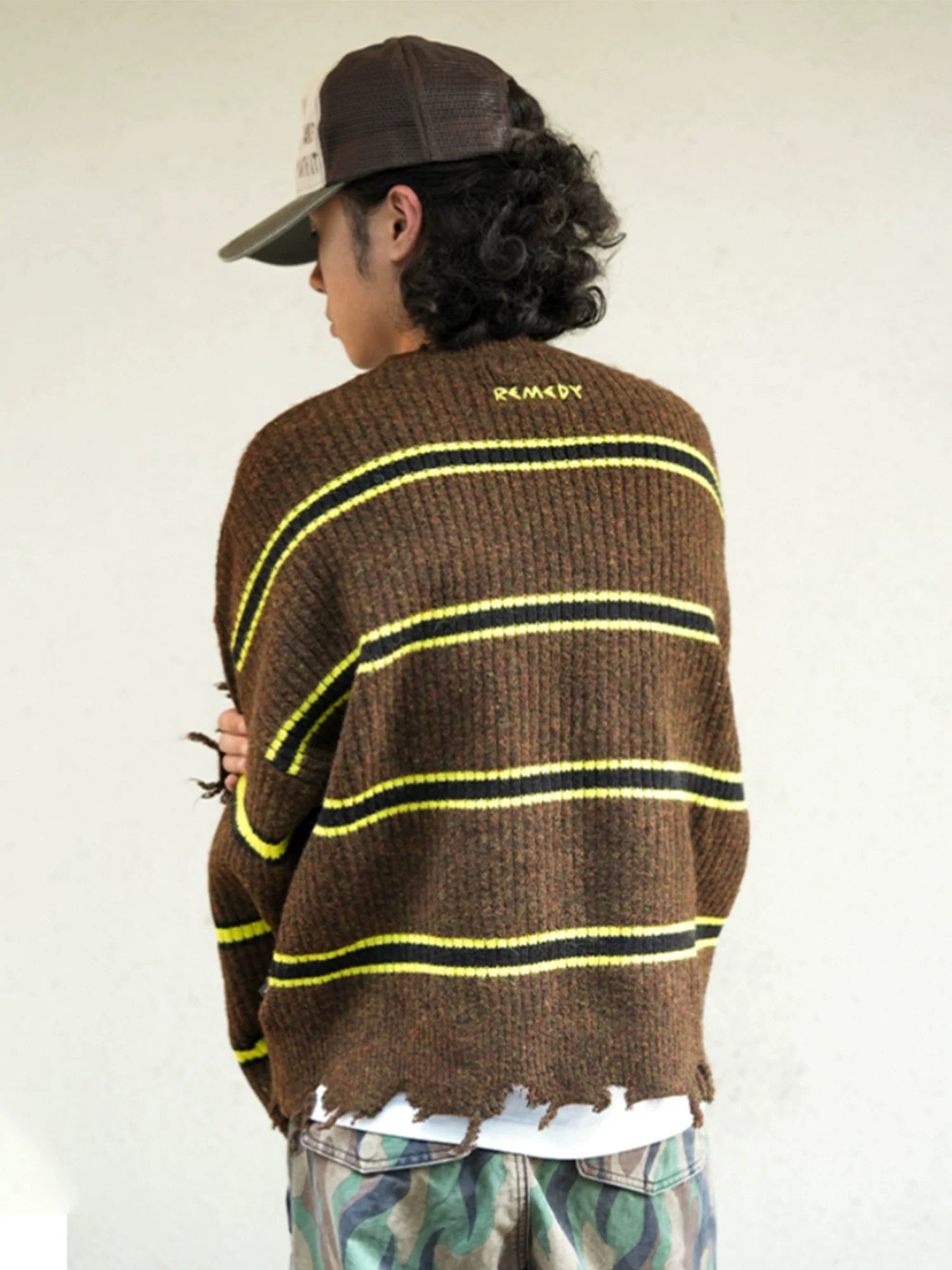 Remedy Striped Distressed Knit Sweater