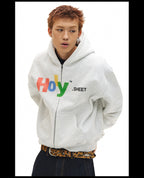 NOVACAM Vintage Monogram Print Zip Up Hoodie