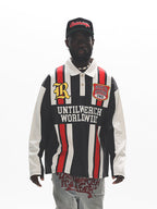 UNTILWERICH Contrast Stitch Long Sleeve Polo Jersey