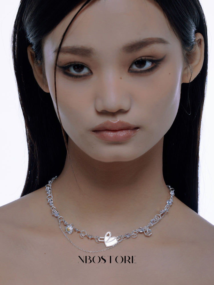 NboStore Zirconia Daisy couple Necklace