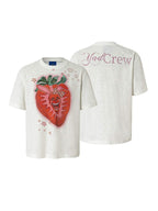 YADcrew Berry Bone Sweetheart Print Pearl and Rhinestone Tee