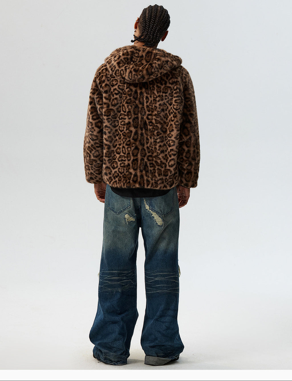 MEDM Reversible Leopard Fur Hooded Track Jacket