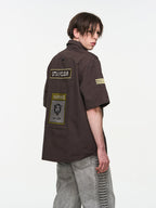 BLIND NO PLAN Badge Embroidered Short Sleeve Shirt