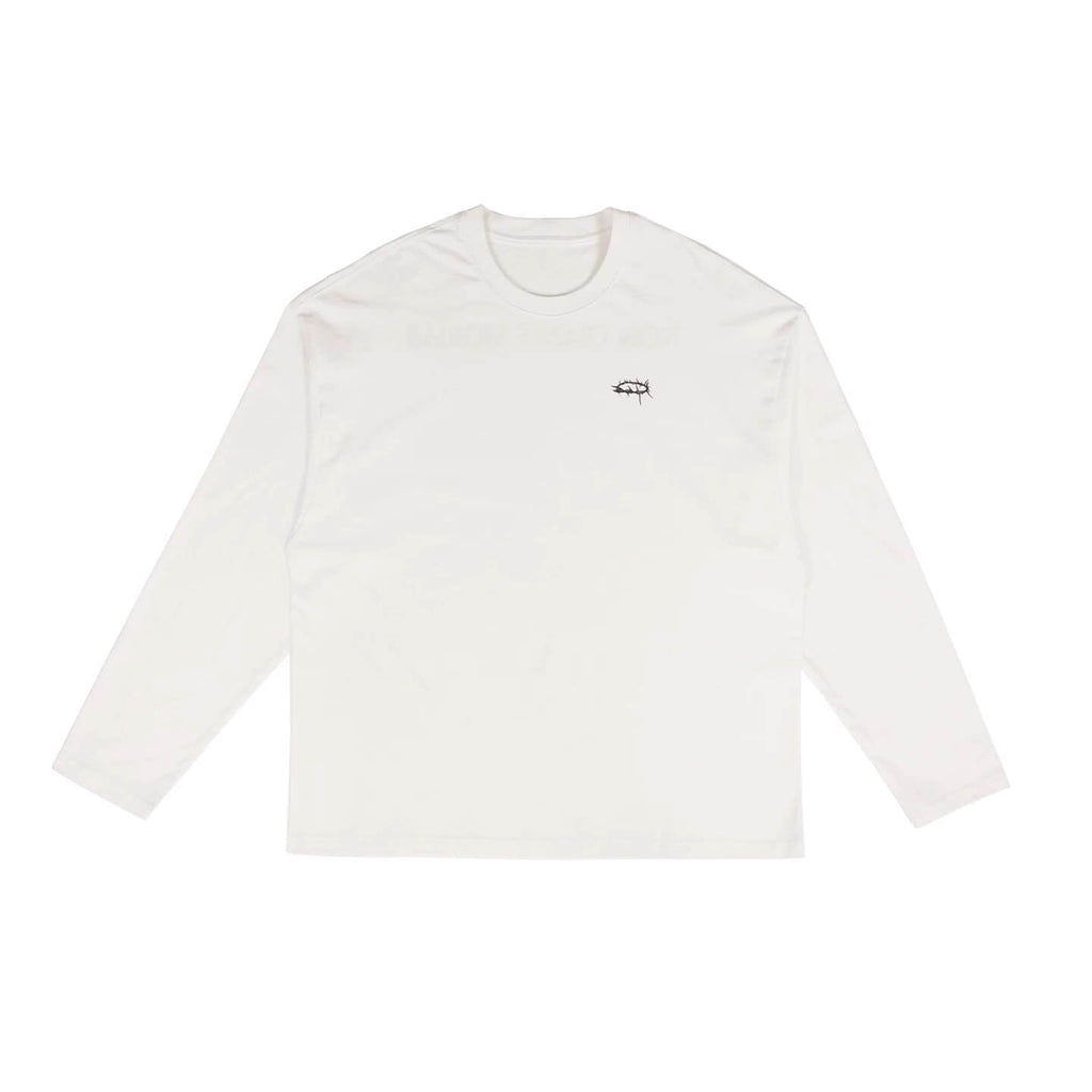 UNDERWATER White Thorn Ring Logo Print Long Sleeve Tee