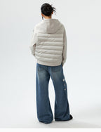 MEDM Patchwork Raglan Sleeve Lightweight Hooded Down Jacket
