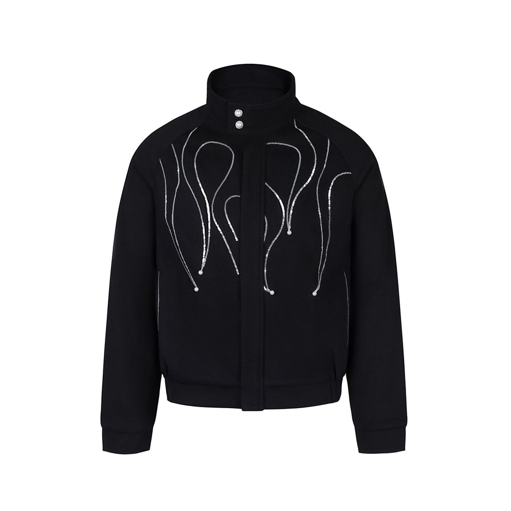S45 Flame Sequin Wool Harrington Jacket